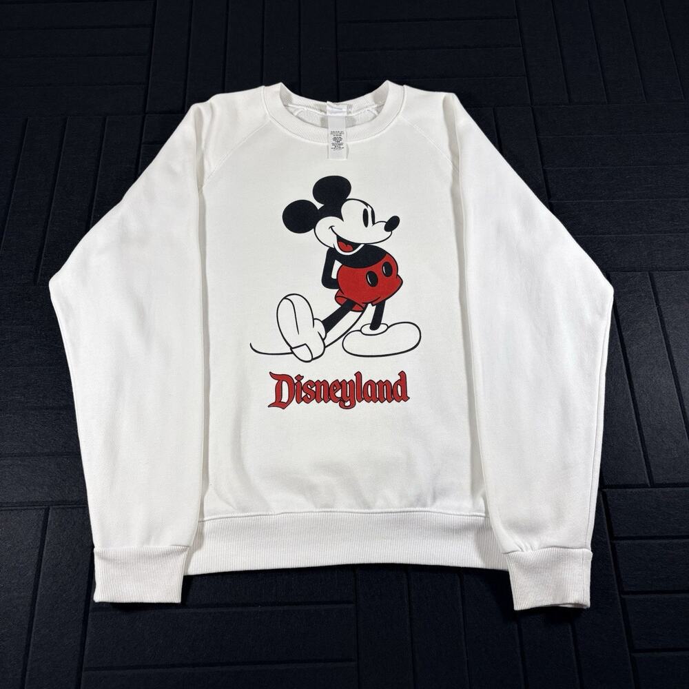 Disney Disneyland Mickey Mouse White Pullover Crewneck Sweatshirt Men's Size L